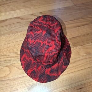 Open Edit Bucket Hat Abstract Red Camo Camouflage